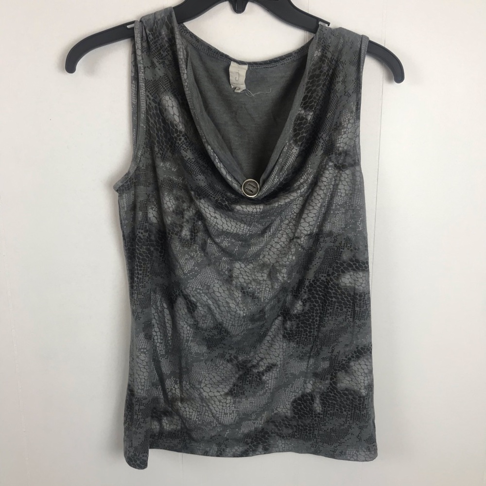 Jones New York Grey Snake Button Tank
